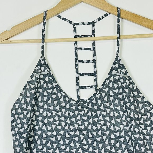 Lululemon Grey Triangle Lattice Racerback Stretch Tank Top Shirt Womens Small - Picture 2 of 6